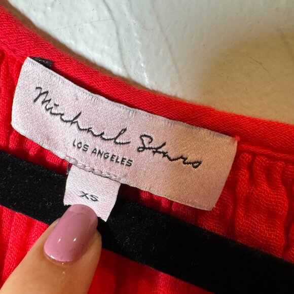 Michael Stars Red Gauze Smocked Waist Flutter Sleeve Dress – Women’s XS - Picture 4 of 7